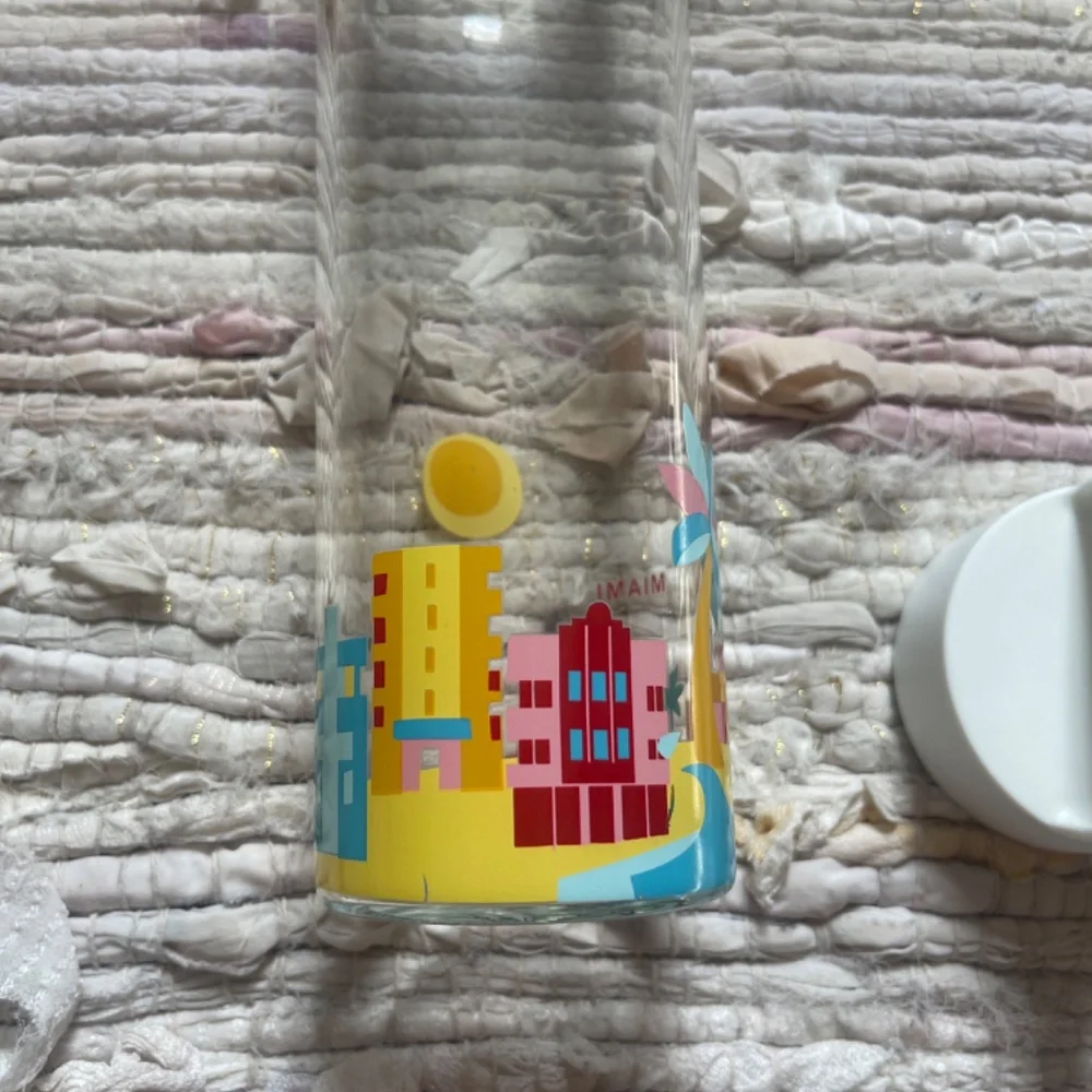 Starbucks Miami You Are Here Collection Glass Water Bottle with Lid